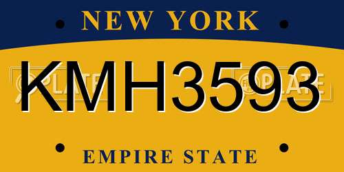 KMH3593 New York License Plate