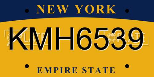 KMH6539 New York License Plate