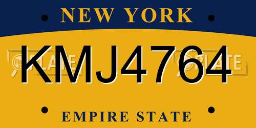 KMJ4764 New York License Plate