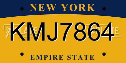 KMJ7864 New York License Plate