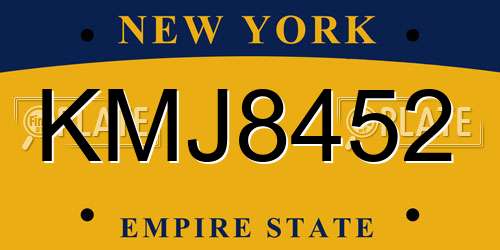 KMJ8452 New York License Plate