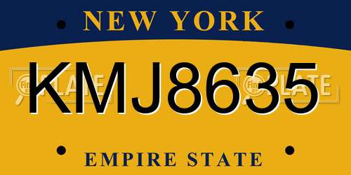 KMJ8635 New York License Plate