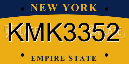 KMK3352 New York License Plate