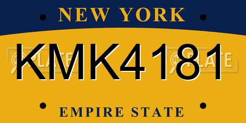 KMK4181 New York License Plate