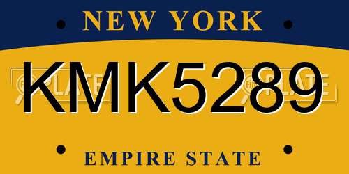 KMK5289 New York License Plate