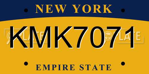 KMK7071 New York License Plate