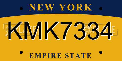 KMK7334 New York License Plate