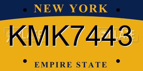 KMK7443 New York License Plate