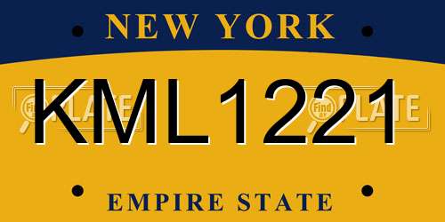 KML1221 New York License Plate