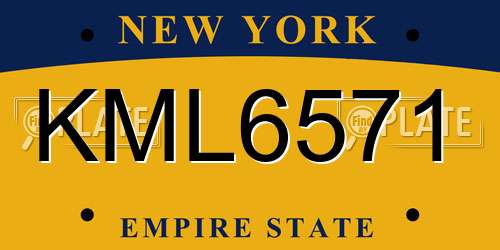 KML6571 New York License Plate