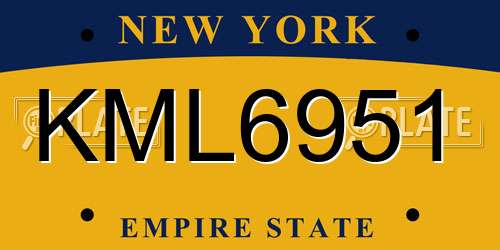 KML6951 New York License Plate