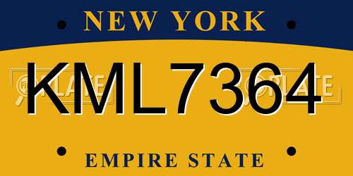 KML7364 New York License Plate