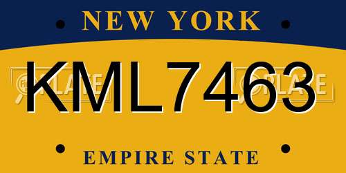 KML7463 New York License Plate