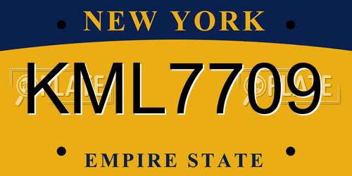 KML7709 New York License Plate