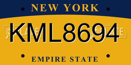 KML8694 New York License Plate