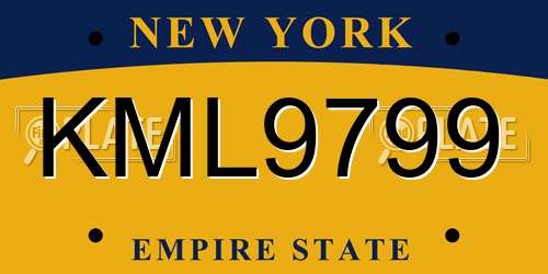 KML9799 New York License Plate