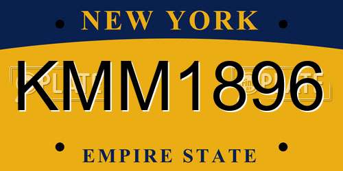 KMM1896 New York License Plate