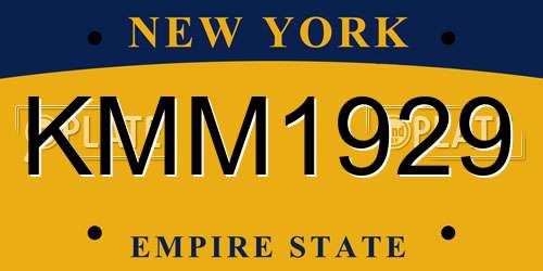 KMM1929 New York License Plate