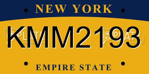 KMM2193 New York License Plate
