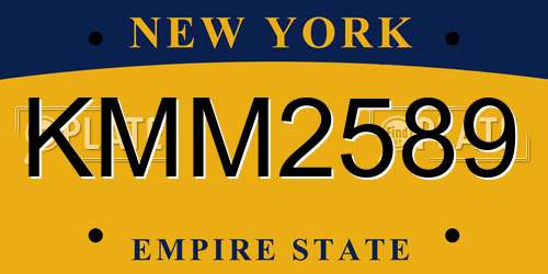KMM2589 New York License Plate