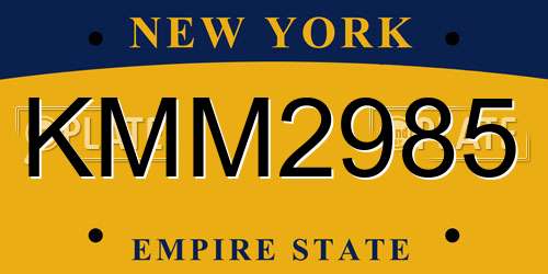 KMM2985 New York License Plate