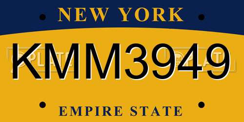 KMM3949 New York License Plate