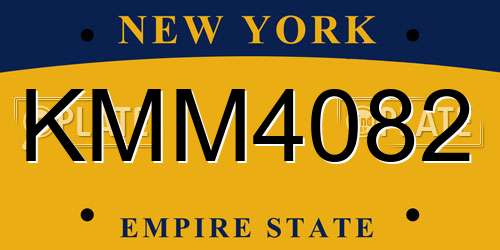 KMM4082 New York License Plate