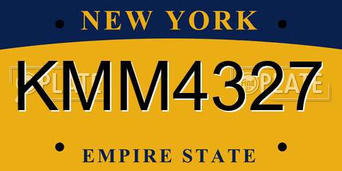 KMM4327 New York License Plate