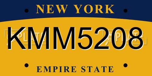 KMM5208 New York License Plate