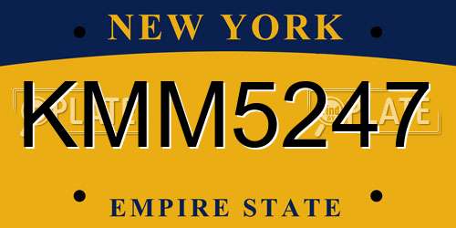 KMM5247 New York License Plate