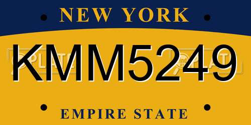 KMM5249 New York License Plate