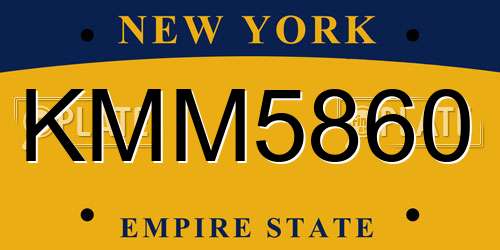 KMM5860 New York License Plate