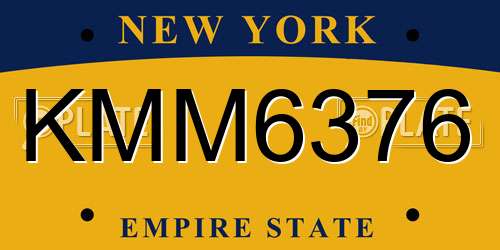 KMM6376 New York License Plate