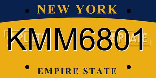 KMM6801 New York License Plate