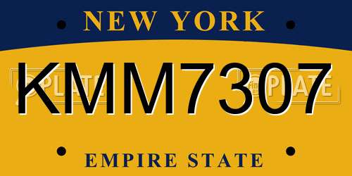 KMM7307 New York License Plate