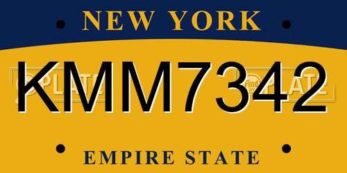 KMM7342 New York License Plate