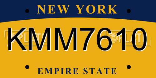 KMM7610 New York License Plate