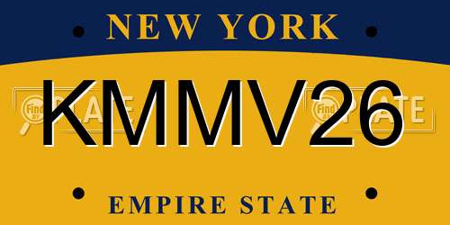 KMMV26 New York License Plate