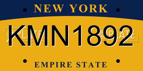 KMN1892 New York License Plate