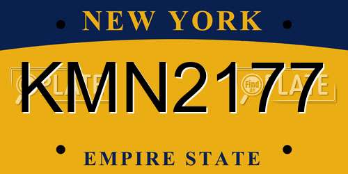 KMN2177 New York License Plate