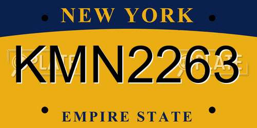 KMN2263 New York License Plate
