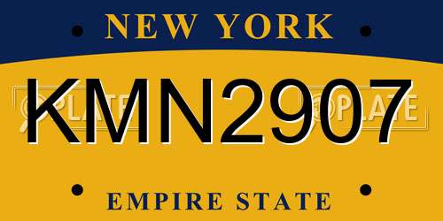 KMN2907 New York License Plate