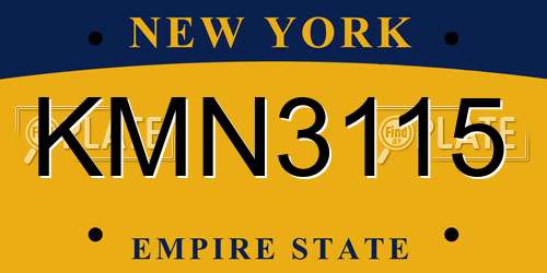 KMN3115 New York License Plate