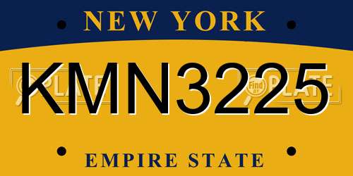 KMN3225 New York License Plate