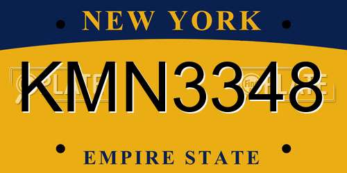 KMN3348 New York License Plate