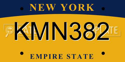 KMN382 New York License Plate