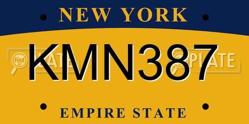 KMN387 New York License Plate