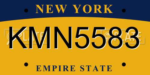 KMN5583 New York License Plate