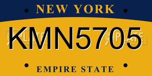 KMN5705 New York License Plate