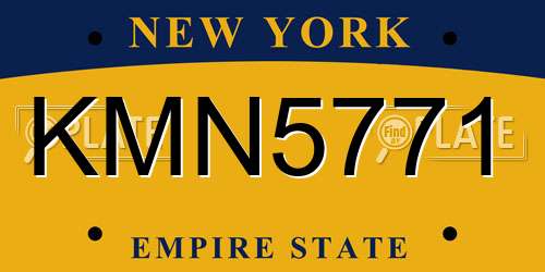 KMN5771 New York License Plate
